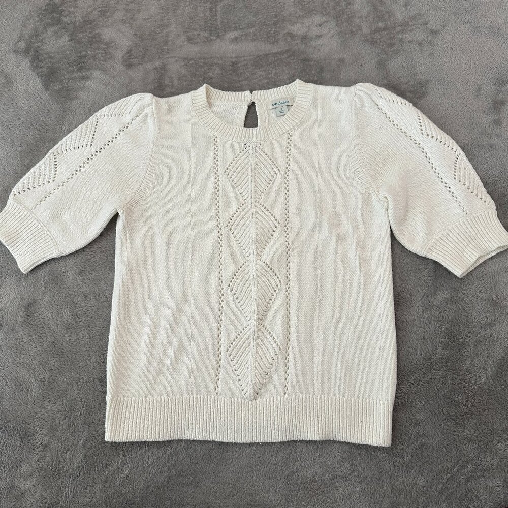 Sundance Cream Short-Sleeve Crewneck Sweater